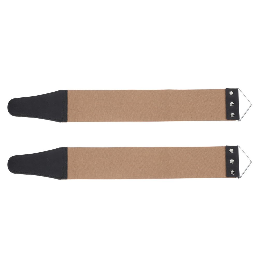 Toyvian 2pcs Double-sided Razor Sharpening Tool Manual Leather Strop Strap for Straight Razors Hair Clipper Blades Sharpening Kit with Hanging Eyelet Random Color