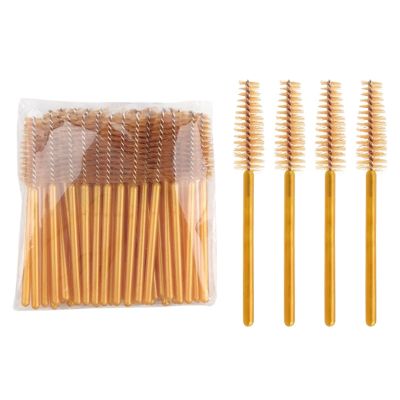 Disposable Mascara Wands 400 Pcs Disposable Golden Rod Mascara Brush Mini Eyelashes Eyebrow Comb False Eye Lashes Extension Applicator Beauty Makeup Tools(Brown)