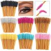 Disposable Mascara Wands 400 Pcs Disposable Golden Rod Mascara Brush Mini Eyelashes Eyebrow Comb False Eye Lashes Extension Applicator Beauty Makeup Tools(Brown) view 2