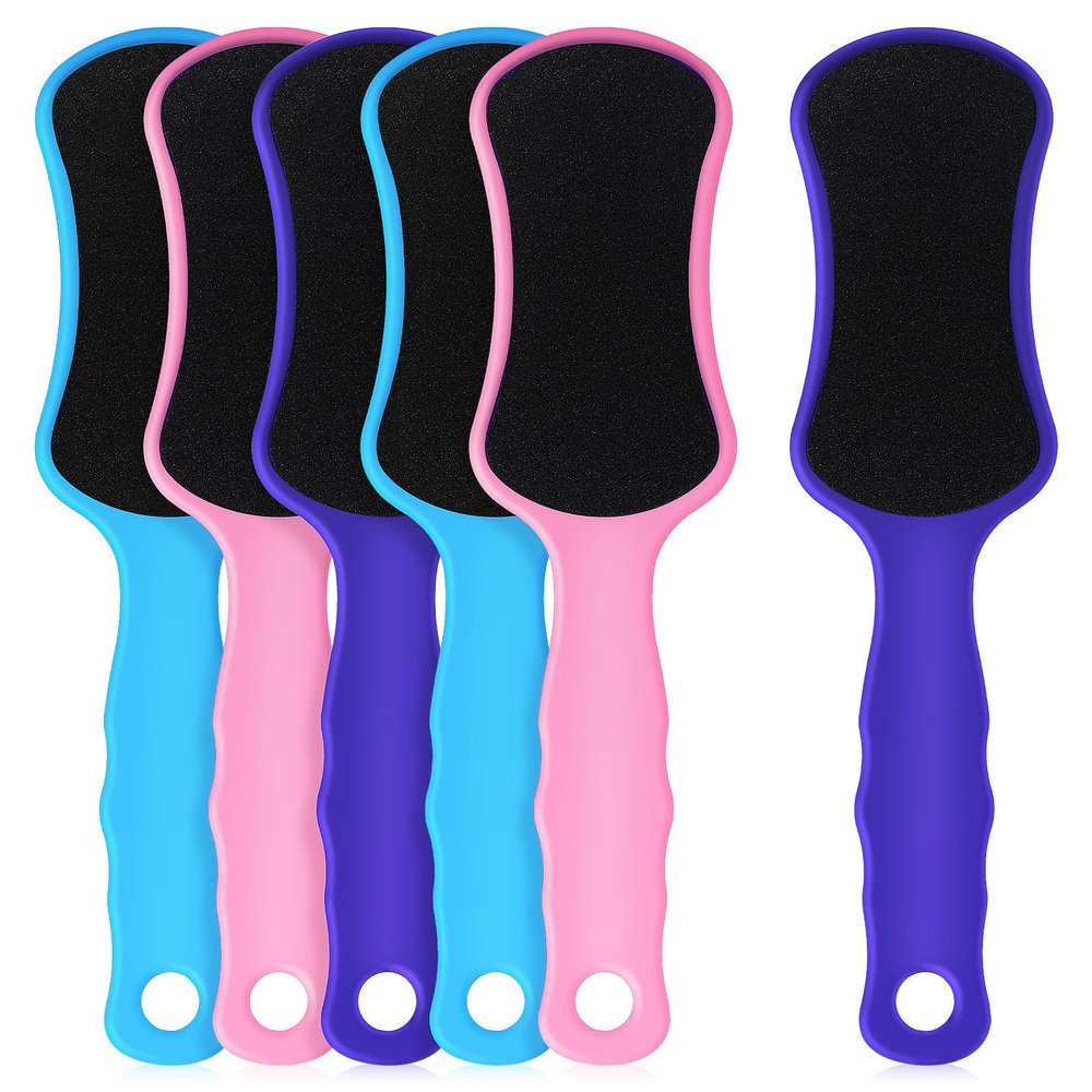 TEHAUX Foot Files Easy to Grip Double-Sided Design with Handle 6 Pcs Plastic Sandpaper Callus Remover Tool Foot Dead Skin Remover for Home Pedicures