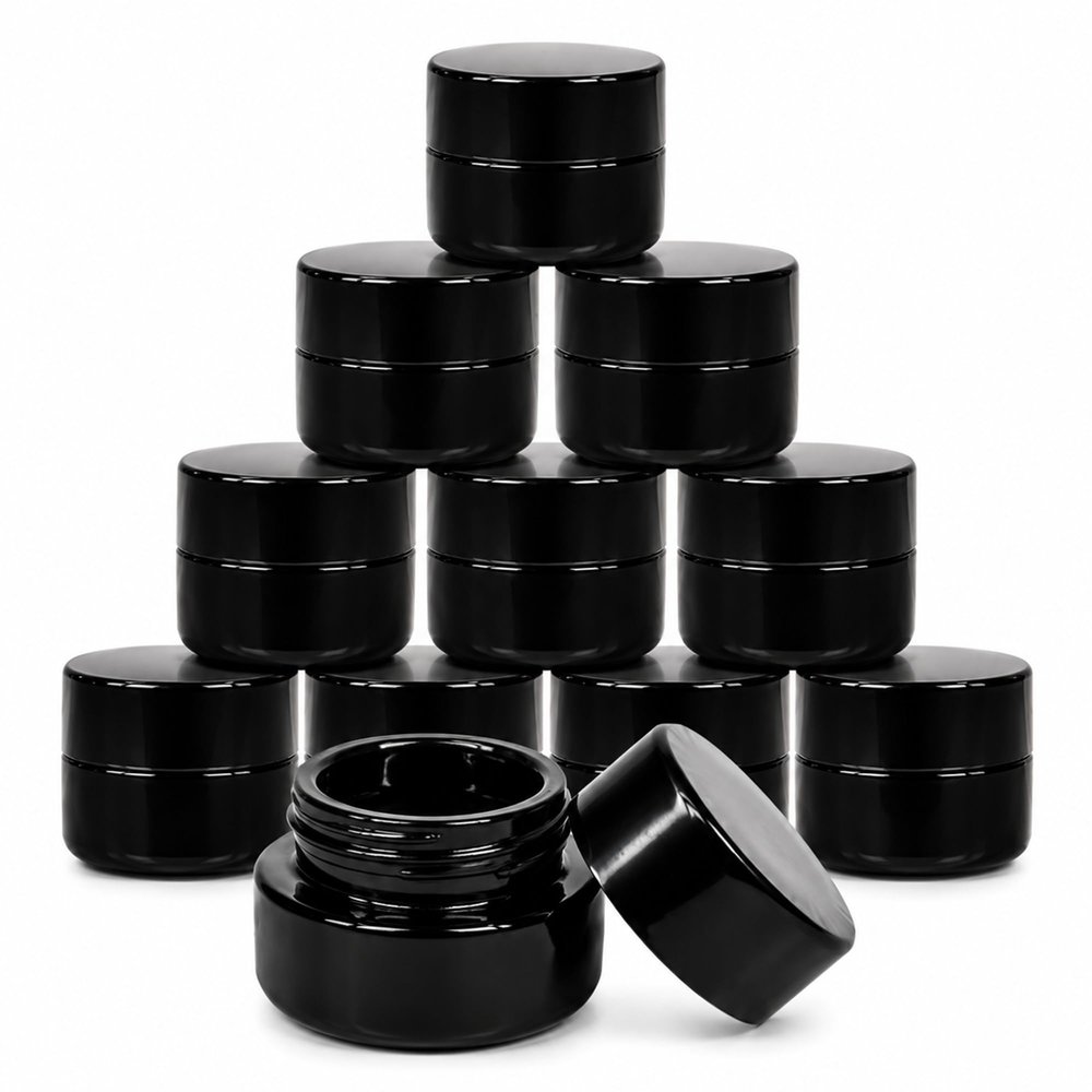 480 Pack 5ml Thick Black UV Protection Small Glass Jars with Lids