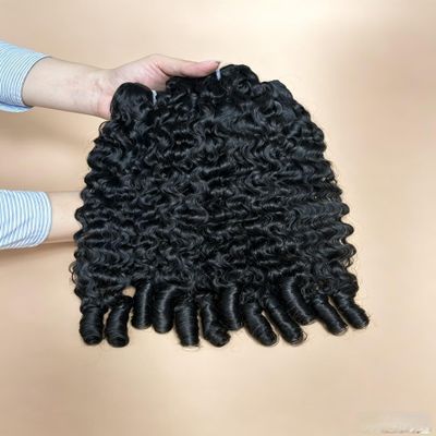 Burmese Curly Bundles Human Hair 3Pcs Curly Human Hair Bundles with Spiral End 24 26 28 Inch 12A Unprocessed Virgin Hair Quick Weave for Women Natural Black