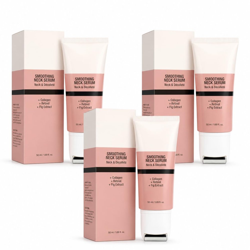 Retinal Collagen Gua Sha Neck Cream,3Pack Lifting & Firming Neck Cream, Retinol Collagen Massage Roller for Neck & Jawline