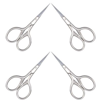 LIFKICH 4pcs Stainless Steel Beard Scissors Set for Men Lightweight Facial Hair Grooming Scissor with Smooth Edge for Effective Nose Hair and Mustache Trimming, for Traveling