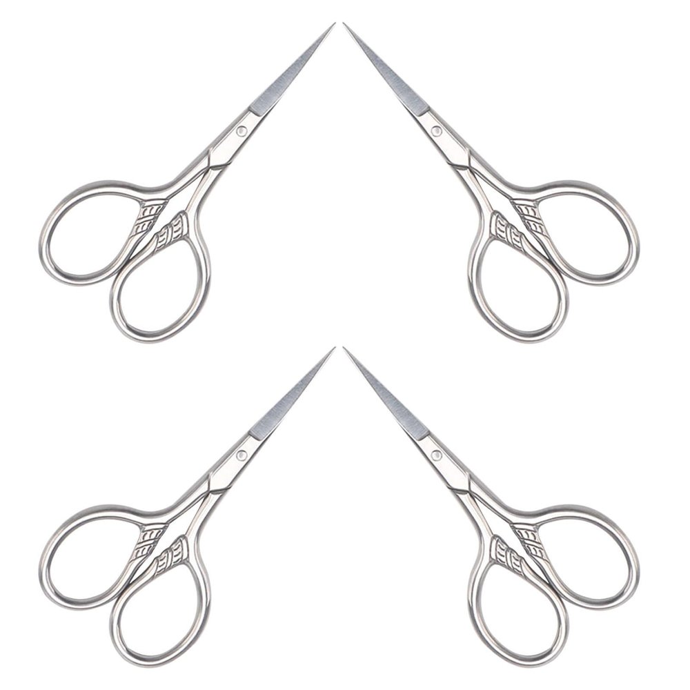 BUGUUYO 4pcs Stainless Steel Mustache Scissors for Men, Lightweight Beard Grooming Kit with Gentle Trimming, Compact Tip Clipper for Eyebrows and Beard, for Traveling and Daily Care