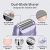 Electric Shaver for Women, Dual-Blade Foil IPX7 Waterproof Razor, Purple view 3