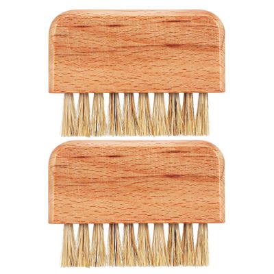 Hohopeti 2pcs Wooden Fingernail Scrub Brush Handle Grip for Nail Cleanup Easy to Use Multifunctional Design Nail Cleaning Brush and Home Use in Khaki