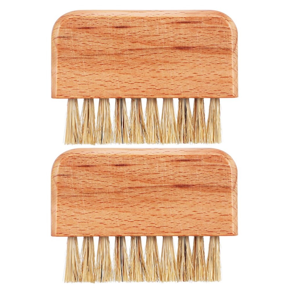 Hohopeti 2pcs Wooden Fingernail Scrub Brush Handle Grip for Nail Cleanup Easy to Use Multifunctional Design Nail Cleaning Brush and Home Use in Khaki