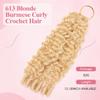 613 Burmese Curly Crochet Human Hair Invisible Miracle Knots Feather Crochet Human Hair20 Inch 150 Strands Pre-Separated 613 Dyeable Reusable Crochet Hair for Black Women view 3