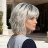 Women's Short Shaggy Wavy Wig with Bangs Natural Layered Synthetic Heat Resistant Hair for Daily Wear(#2 Brownish Black) view 3