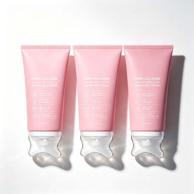 NwxuNt PDRN Collagen Neck Firming Cream with Built-In Gua Sha Massager, Hydrating Tightening Neck Cream for Smoother Looking Neck and Dcollet, Reduces the Look of Fine Lines, Korean Skincare, 3pc