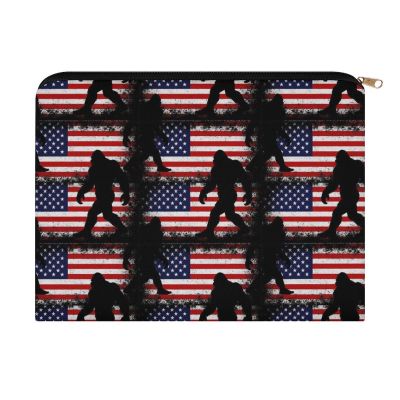 BESCHOC Makeup Bag Sasquatch American Flag Travel Toiletry Bag for Women