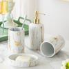 VIAENKFG Toilet Marbled Bathroom Wash Set Ceramic Bottle Home Kit view 2