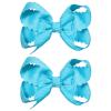 3" Turquoise Blue Scalloped Grosgrain Ribbon Bow Hair Clips for Girls Women view 1
