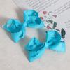 3" Turquoise Blue Scalloped Grosgrain Ribbon Bow Hair Clips for Girls Women view 2