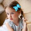 3" Turquoise Blue Scalloped Grosgrain Ribbon Bow Hair Clips for Girls Women view 3