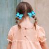 3" Turquoise Blue Scalloped Grosgrain Ribbon Bow Hair Clips for Girls Women view 4
