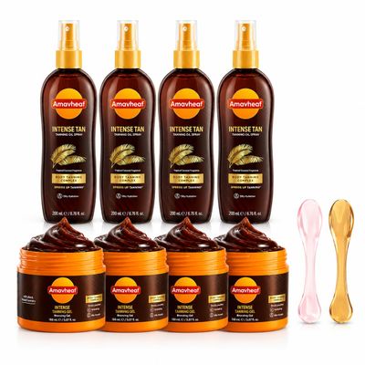Intensive Tanning Gel + Oil Spray | 4 Set-(B+T) Carrot & Coconut Oil Vitamin A + E