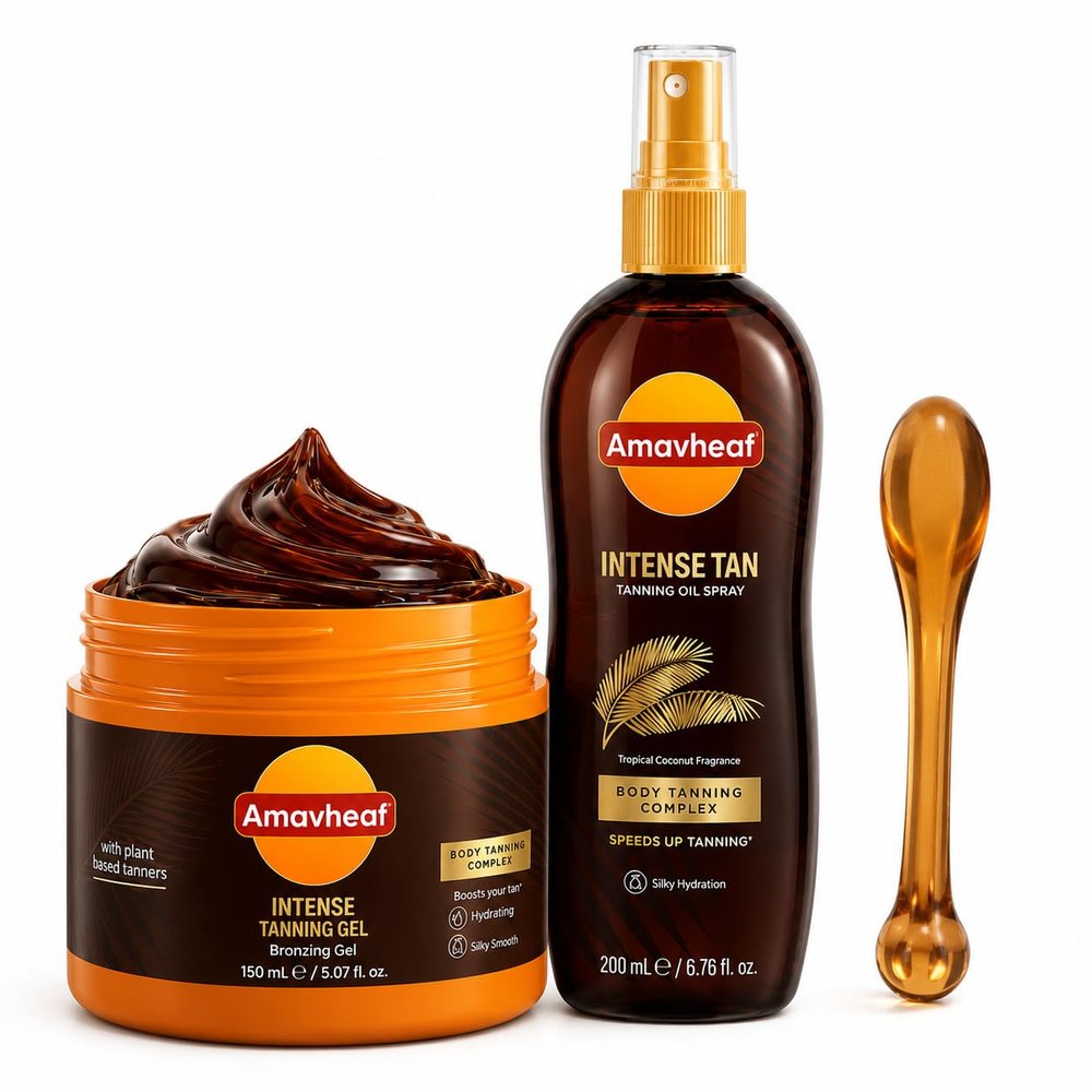 Intensive Tanning Gel + Oil Spray |1 Set-(B+T)) Carrot & Coconut Oil Vitamin A + E