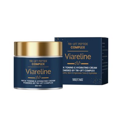 Viareline Neck Toning & Hydrating Cream with Tri-Lift Peptide, Lightweight Moisturizing Neck Care Cream, Daily Skin Care, 50 g