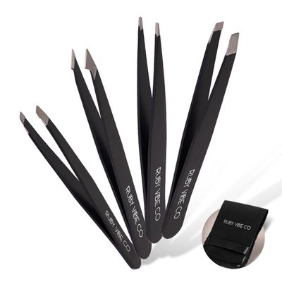 RUBY VIBE CO Tweezer Set for Women and Men, Stainless Steel