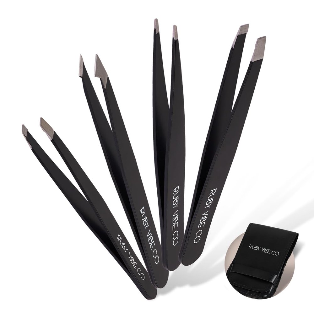 RUBY VIBE CO Tweezer Set for Women and Men, Stainless Steel