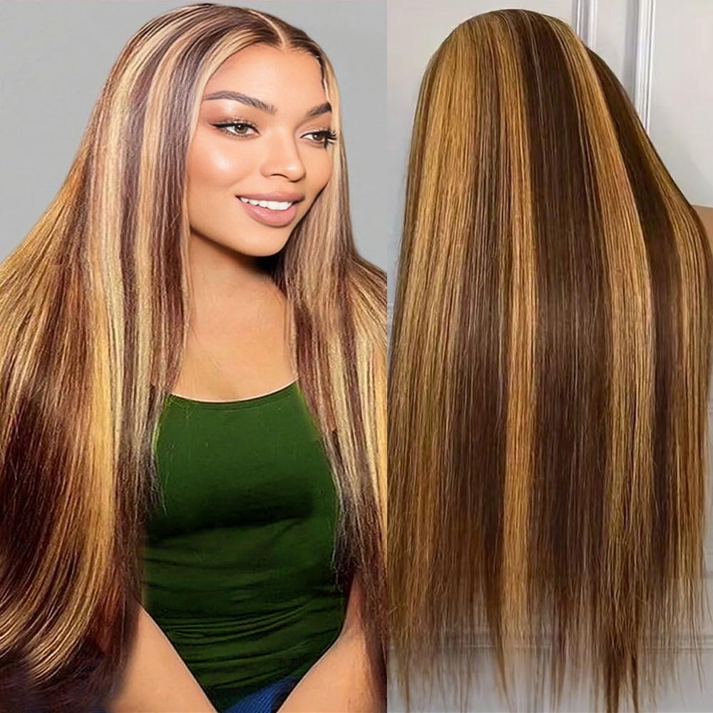 Ombre Lace Front Wig Human Hair Pre Plucked 13x6 highlight wig 200 Density