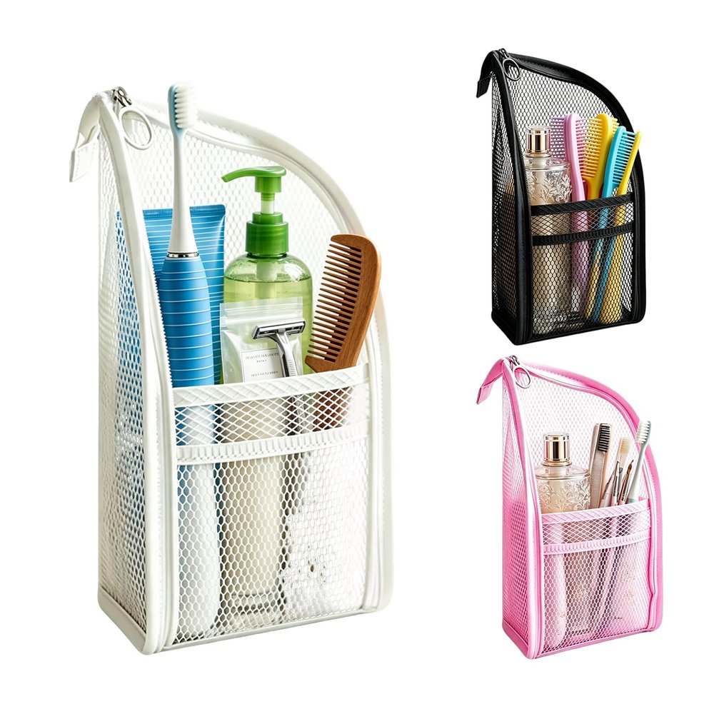 3-Pack Stand Up Toiletry Bag - Waterproof Travel Makeup & Shower Organizer