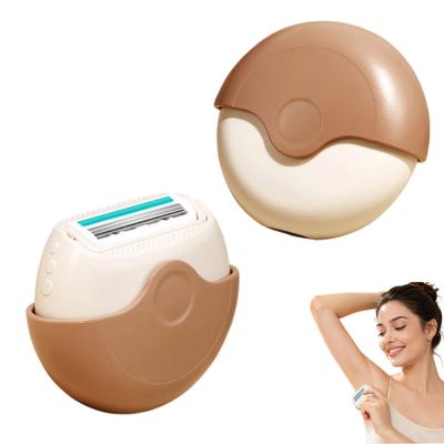 Portable 3-Layer Rotary Razor with Rotating Cover, Compact Travel Shaver for Women Precision Grooming Tool for Legs, Underarms & Face, Wet/Dry Use (1Pc)