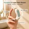 Portable 3-Layer Rotary Razor with Rotating Cover, Compact Travel Shaver for Women Precision Grooming Tool for Legs, Underarms & Face, Wet/Dry Use (1Pc) view 3