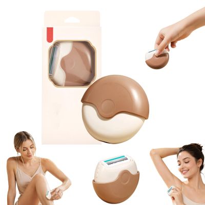 Portable 3-Layer Hair Shaver with Rotating Cover for Women - Compact Travel Rotary Razor with Moisture Strip for Smooth Shaving on Legs, Underarms, and Face (3)