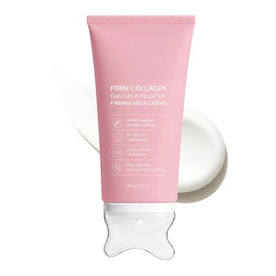 PDRN Collagen Gua Sha Neck Cream, Lightweight Neck and Jawline Moisturizer with Gua Sha Massage Applicator, Daily Hydrating Skin Care for Women & Men, Fast Absorbing Formula (1PC)