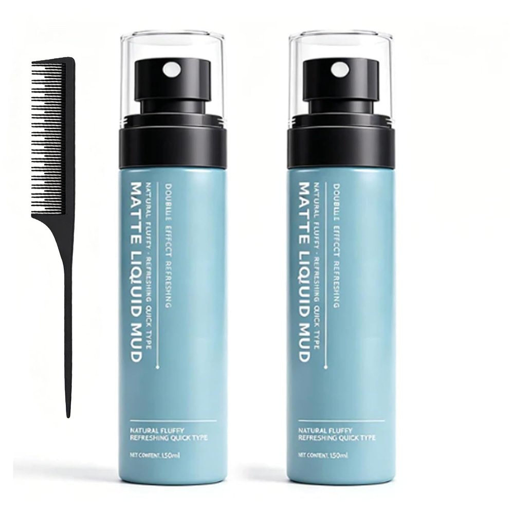 BEDARP Men's Quick-Dry Matte Styling Mud Spray, Matte Liquid Mud, Sea Salt Spray, Quick-Dry Matte Spray Boosts Fluffy Volume Instantly, Firm All-Day Hold, Refreshing Non-greasy (2PCS)