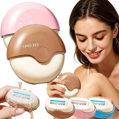 Portable 3-Layer Hair Shaver with Rotating Cover, Triple Blade Precision, ABS and Stainless Steel for Home, Office & Travel (Pink&Brown,2pcs)