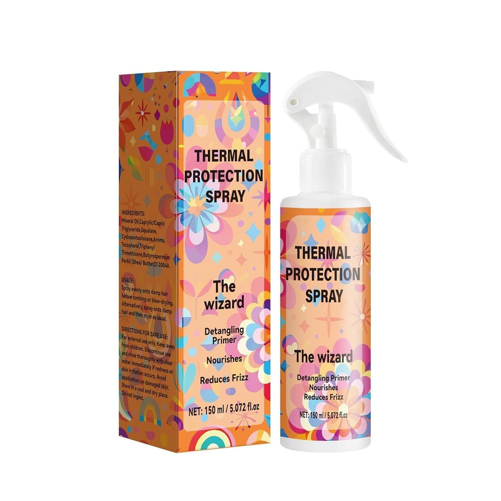 Lanthome Thermal Protection Spray for Hair - 450F Heat Protectant, Frizz Control & Shine Enhancer, Suitable for All Hair Types & Hot Tools 150ml