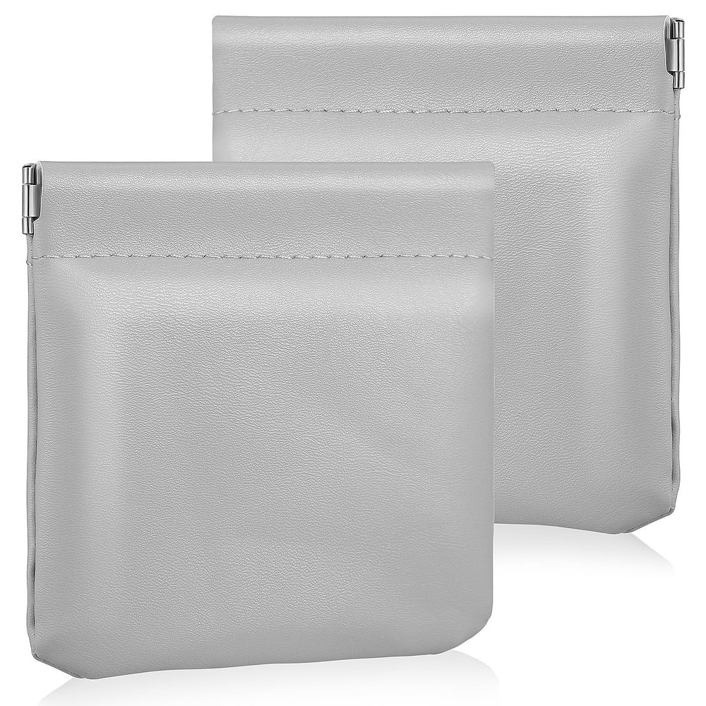 Alipis 2 Pcs Pu Leather Pocket Cosmetic Bags for Lipstick and Earphones, Self-closing Makeup Organizers with Stain-resistant Exterior, Portable Travel and Daily Storage Pouches