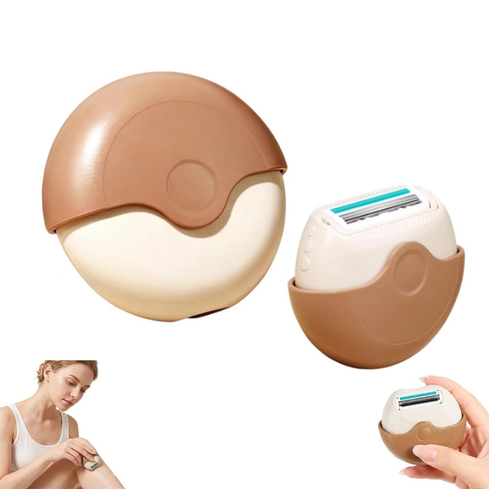 Portable 3-Layer Hair Shaver with Rotating Cover, Compact Travel Women Razor with Moisture Strip, Wet Dry Body Trimmer for Legs (1)