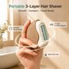 Portable 3-Layer Hair Shaver with Rotating Cover, Women's Mini Manual Razor for Smooth Touch Ups, Travel Hair Remover for Underarms, Face, Bikini, Arms and Legs, Compact Purse Beauty Tool (2PCS) view 2