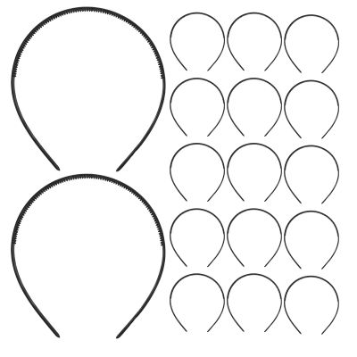 SECFOU Headbands Skinny 18pcs Plastic for Women Black with Non-slip Teeth Classic Hairbands Secure Fit Design Multipurpose Fashion for Thin Hair for Washing Face and Workouts