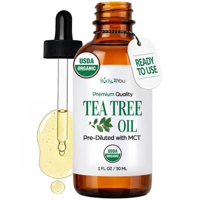 BodyJ4You Tea Tree Oil Skin Hair Scalp Feet - USDA Organic Pre-Diluted MCT