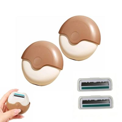 Portable 3-Layer Hair Shaver with Rotating Cover, 2026 Waterproof Washable Mini Razors Women with Replacement, Wet & Dry Use Compact Travel Shaver for Women Body Hair Removal (Brown-2)