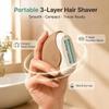Portable 3-Layer Hair Shaver with Rotating Cover, 2026 Waterproof Washable Mini Razors Women with Replacement, Wet & Dry Use Compact Travel Shaver for Women Body Hair Removal (Brown-2) view 2