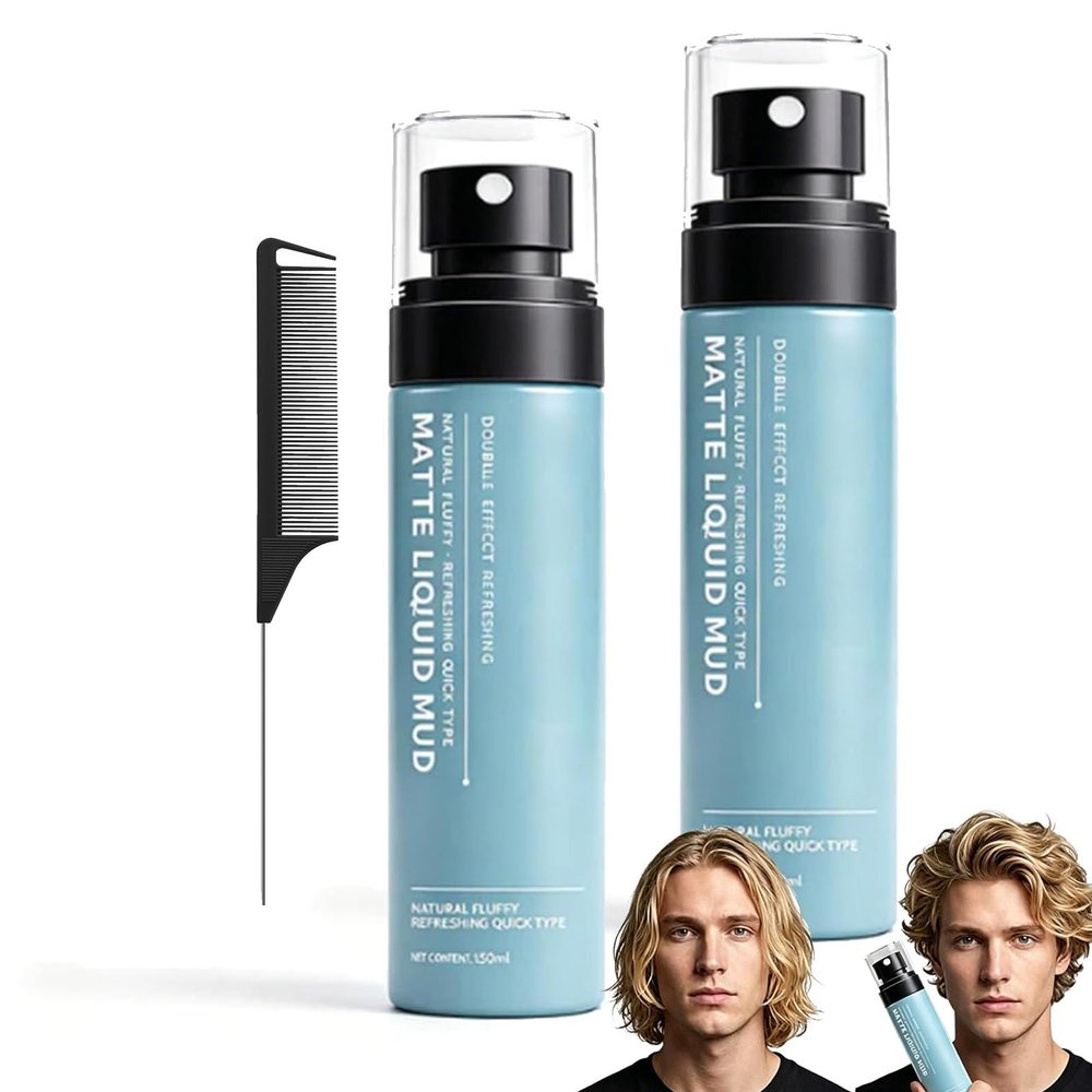 Men's Quick-Dry Matte Styling Mud Spray - Matte Finish, Based Texture Powder And Sea Salt Spray, Quick Dry Styling Mud Spray, For Any Hairstyle, Firm All-Day Hold, Refreshing Non-Greasy (2PC, 150ML)