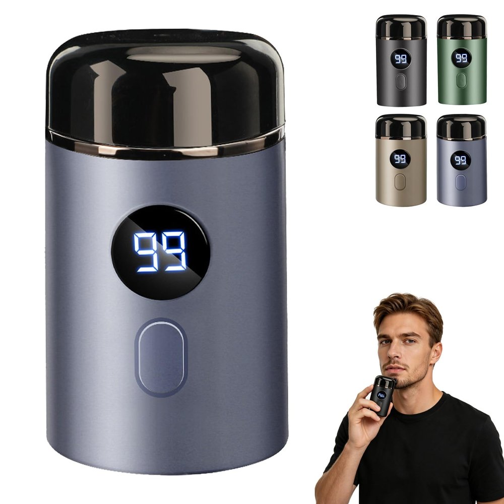 Powerful Mini Electric Shaver with Digital Display for Men (Blue)