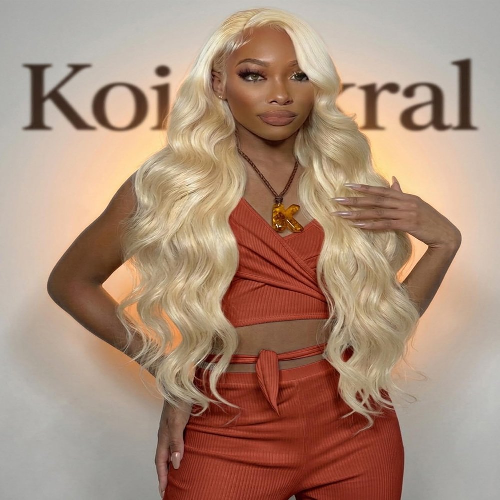 Koiaskral Blonde 613 13x6 Lace Front Wig Human Hair 30 Inch Body Wave