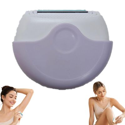 Portable 3-Layer Hair Shaver with Rotating Cover, Compact Travel Rotary Razor with Smooth Moisture Strip, Wet & Dry Compact Razor for Legs, Face and Underarms (Purple)