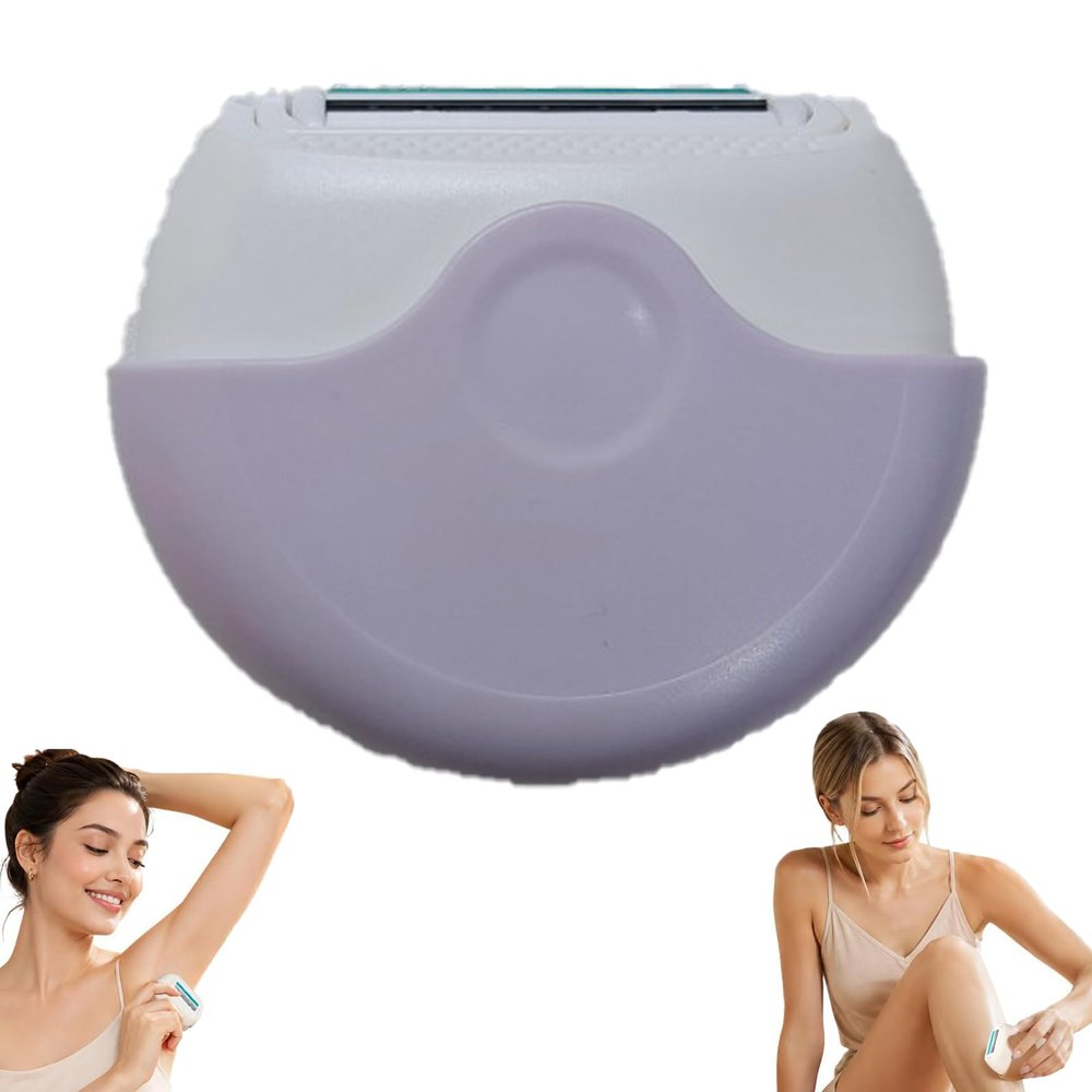 Portable 3-Layer Hair Shaver with Rotating Cover, Compact Travel Rotary Razor with Smooth Moisture Strip, Wet & Dry Compact Razor for Legs, Face and Underarms (Purple)