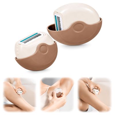 Portable Women's Razor with Smart Rotating Shield, 3-Layer Blades 2pcs