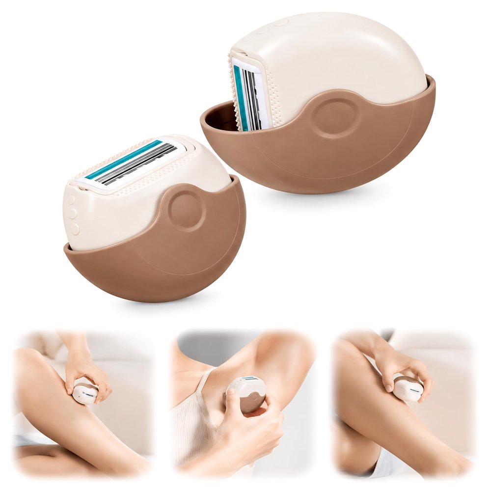 Portable Women's Razor with Smart Rotating Shield, 3-Layer Blades 2pcs