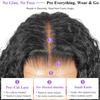 QUANDIAN 30 Inch Deep Wave Glueless Wigs Human Hair Pre Plucked Pre Cut 7x5 HD Lace Deep Wave Lace Front Wigs Human Hair 210% Density Upgraded No Glue Drawstring Curly Lace Front Wig for Women view 4